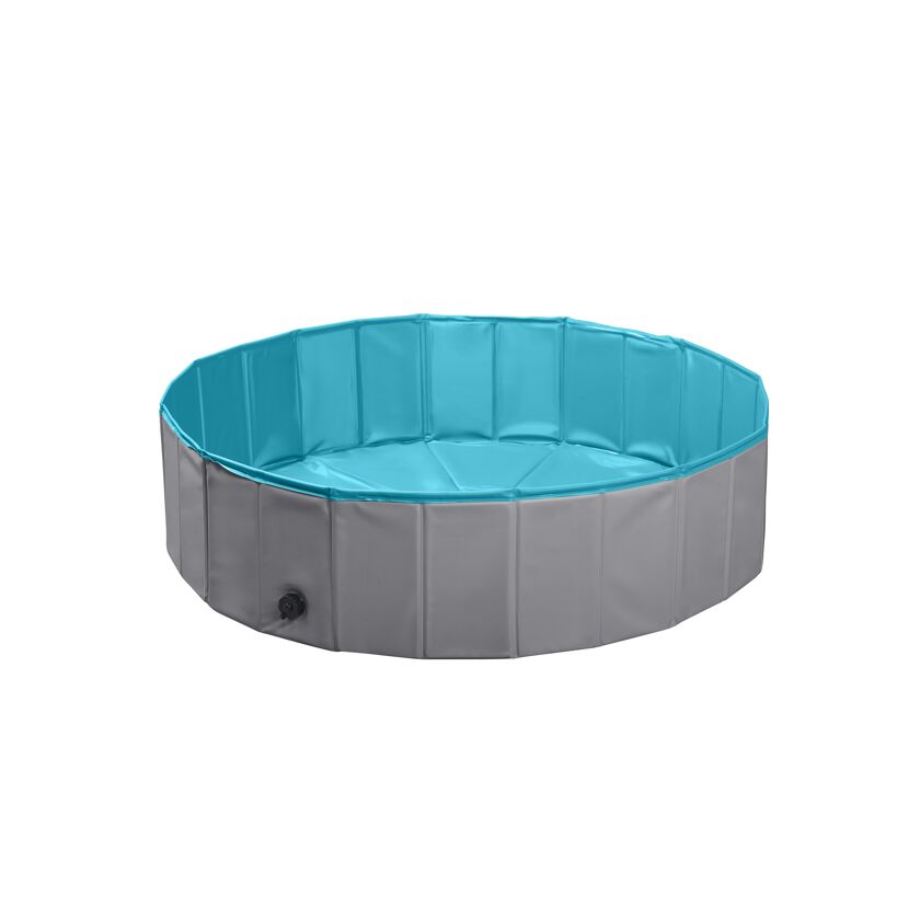 Hundepool grau/petrolblau PVC Ø 120 x 30 cm