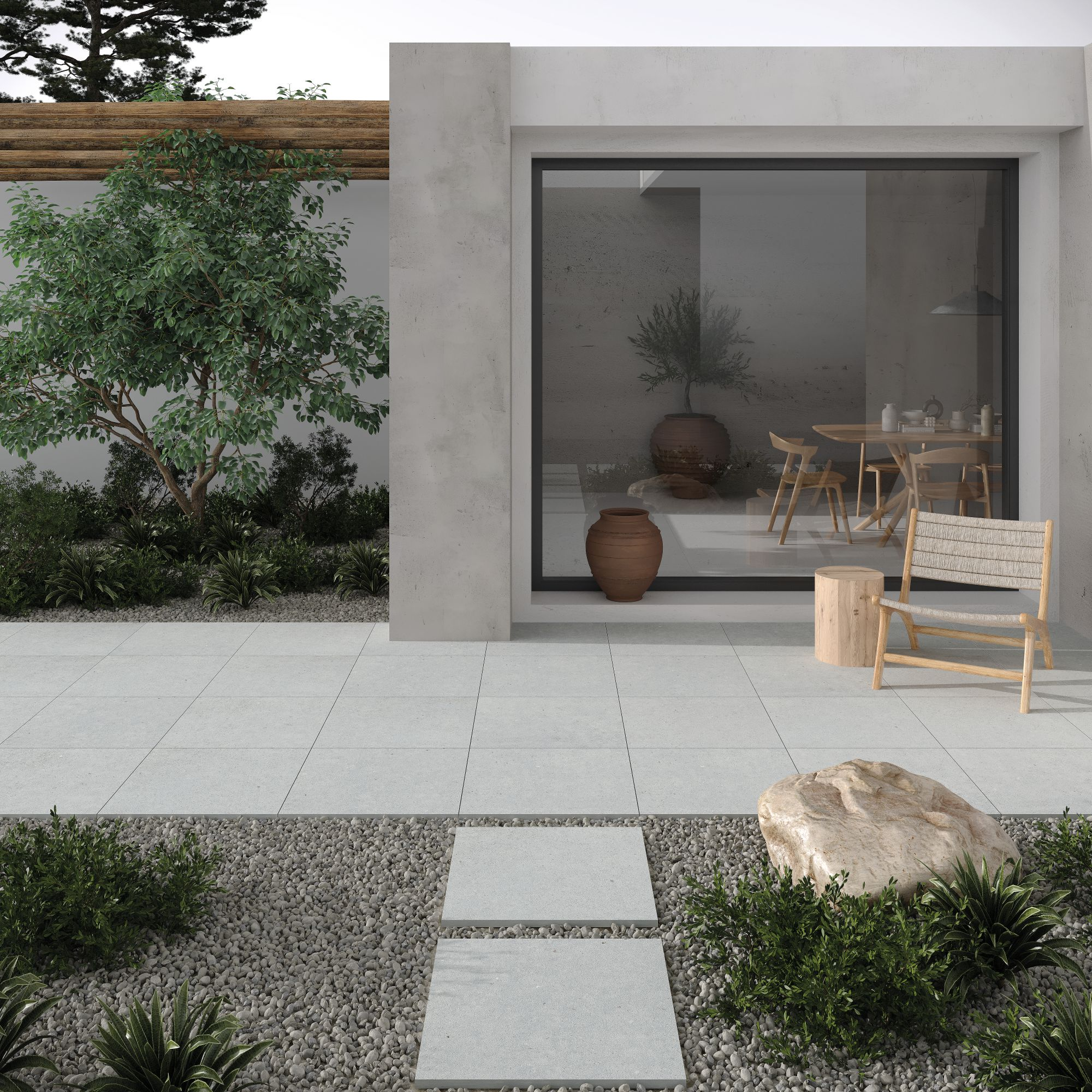 Terrassenplatte 'Brera Street' Feinsteinzeug grau 60 x 60 x 2 cm