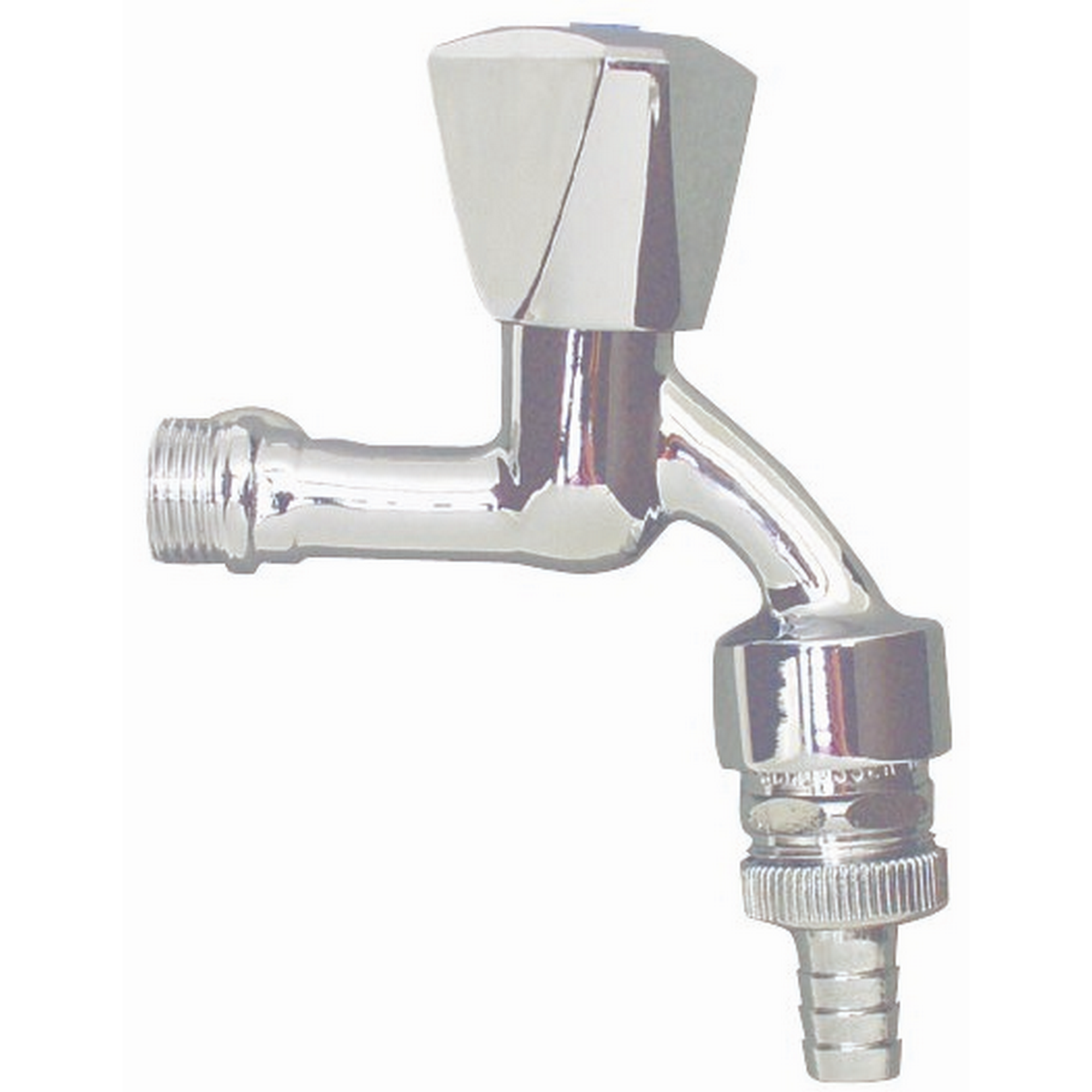 Auslaufventil verchromt 1/2" AG x 3/4" IG Ø 14 mm