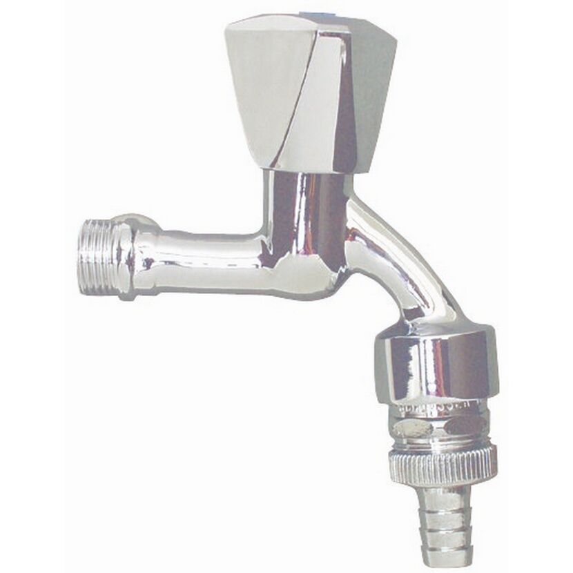 Auslaufventil verchromt 1/2" AG x 3/4" IG Ø 14 mm