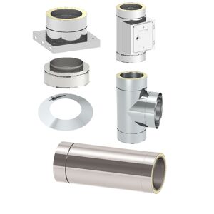 Edelstahl-Schornstein-Grundset 'Zitec-Eco' DW Ø 130 mm mit Wanddurchführung 500 mm