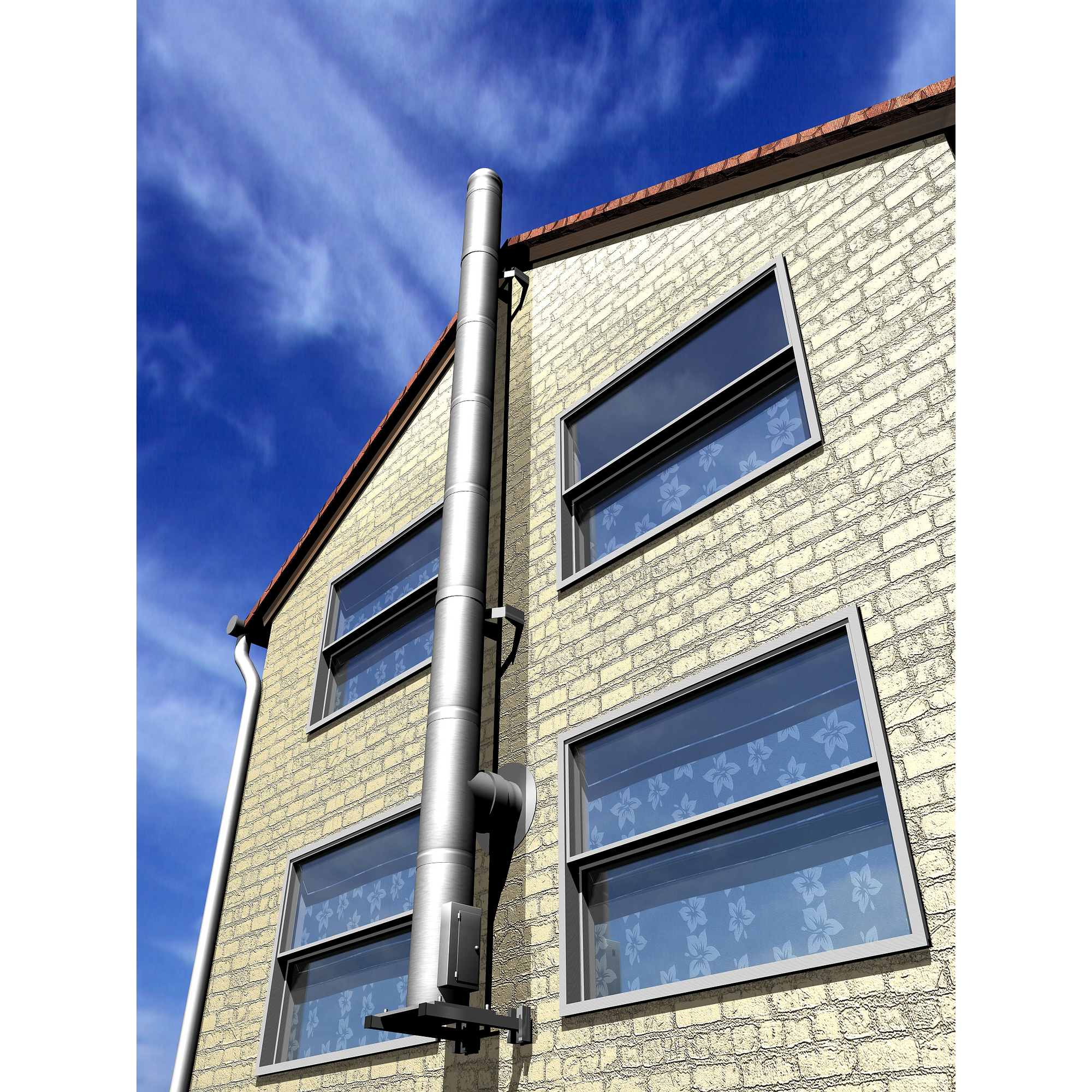 Edelstahl-Schornstein-Set 'Zitec-Eco' DW Ø 130 mm x 5 m WA 250-555 mm