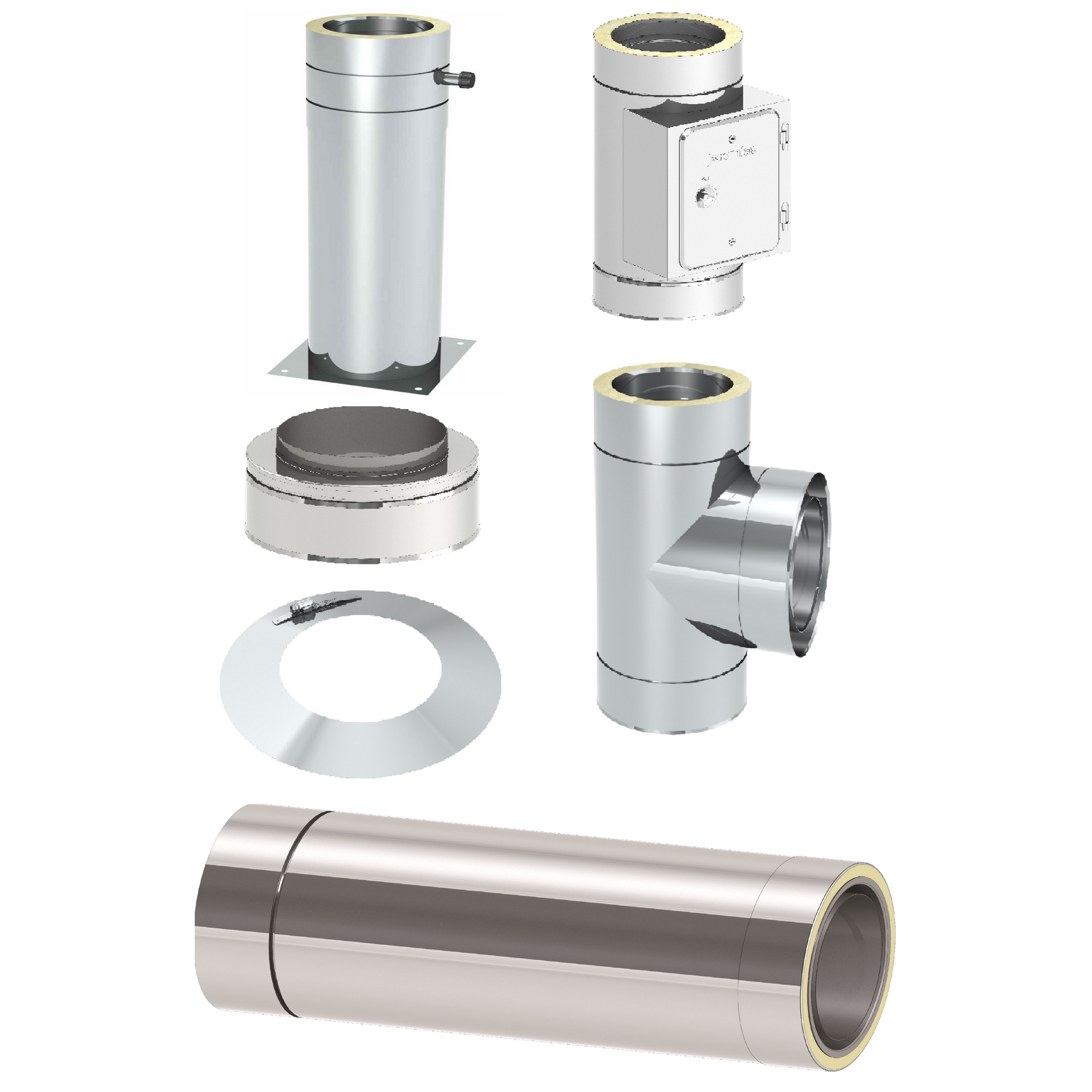 Edelstahl-Schornstein-Grundset 'Zitec-Eco' DW Ø 130 mm mit Wanddurchführung 500 mm