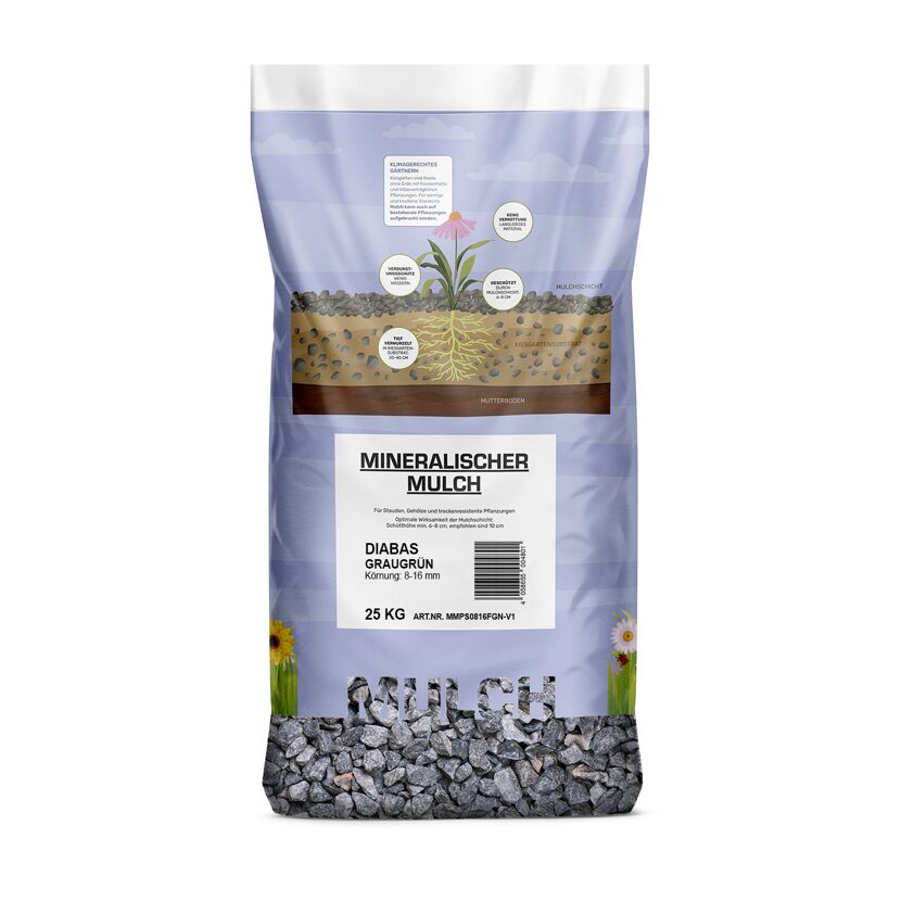 Mineral Mulch Diabas grau/grün 8-16 mm 25 kg