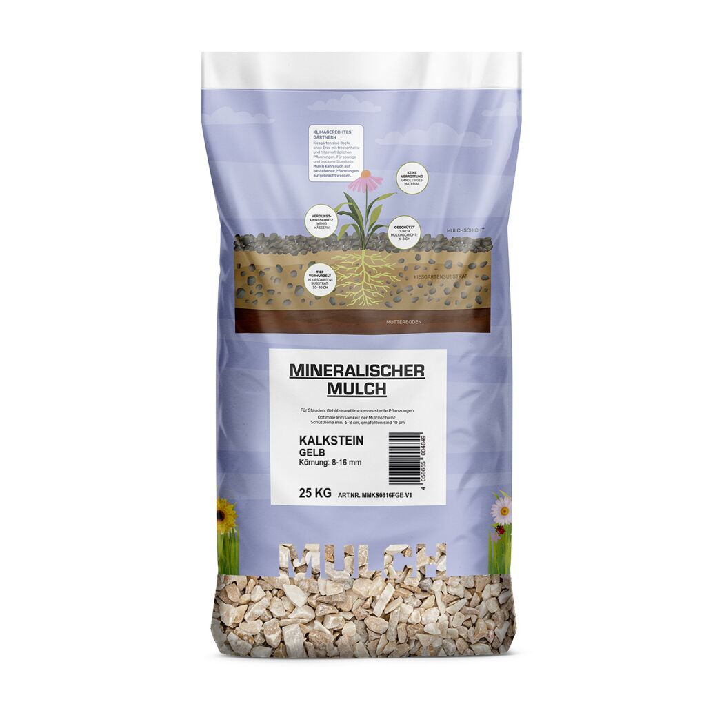 Mineral Mulch Kalkstein gelb 8-16 mm 25 kg