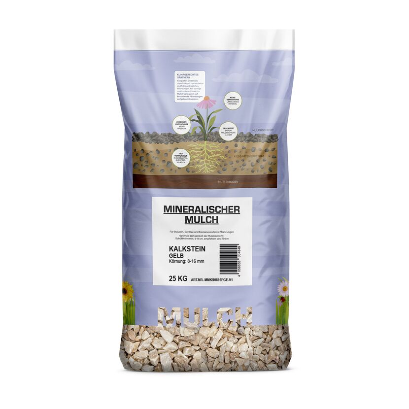 Mineral Mulch Kalkstein gelb 8-16 mm 25 kg