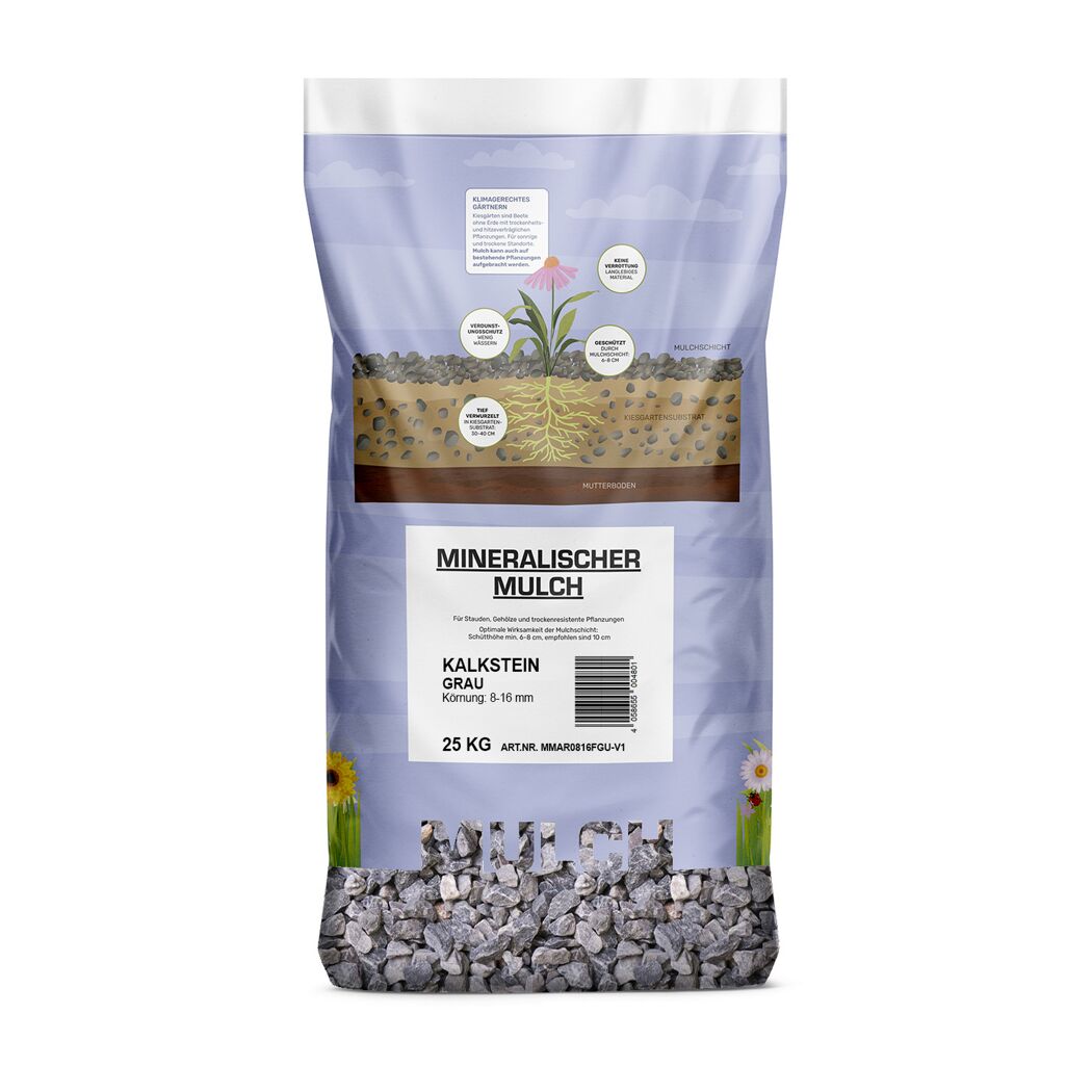 Mineral Mulch Kalkstein grau 8-16 mm 25 kg