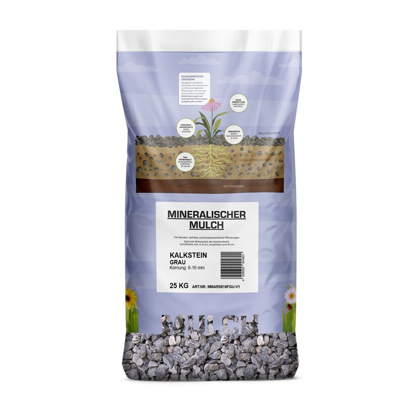 Mineral Mulch Kalkstein grau 8-16 mm 25 kg