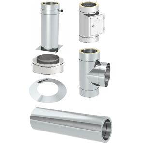 Edelstahl-Schornstein-Grundset 'Zitec-Eco' DW Ø 150 mm mit Wanddurchführung 1000 mm