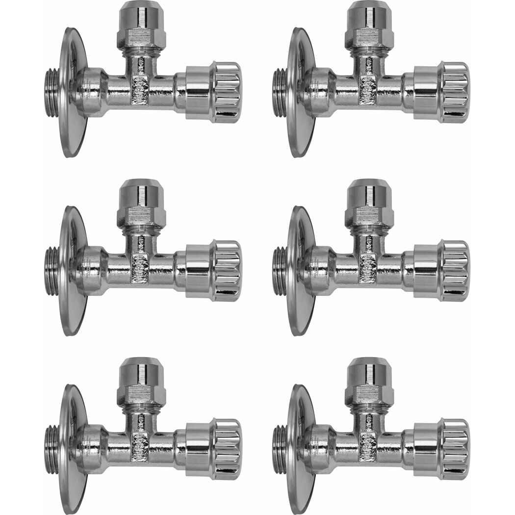 Eckventil 1/2" Schubrosette, 6 Stück