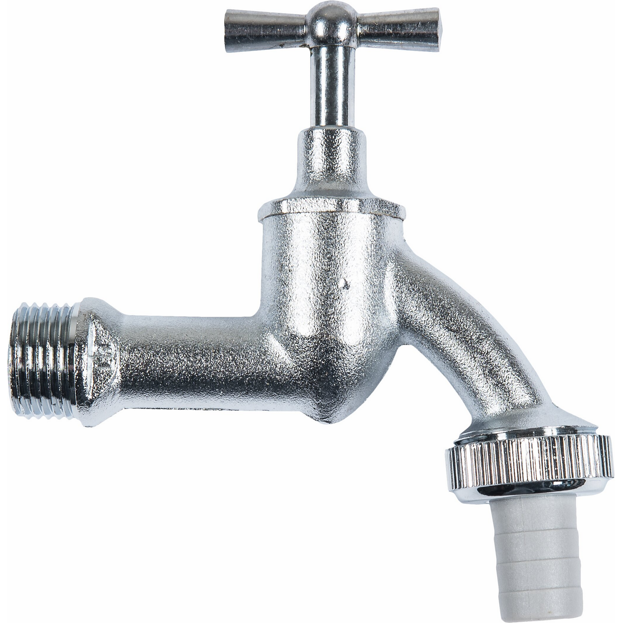 Auslaufventil 1/2" matt verchromt mit Knebelgriff
