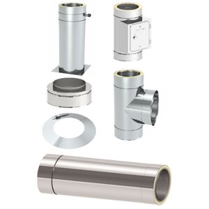 Edelstahl-Schornstein-Grundset 'Zitec-Eco' DW Ø 180 mm mit Wanddurchführung 500 mm