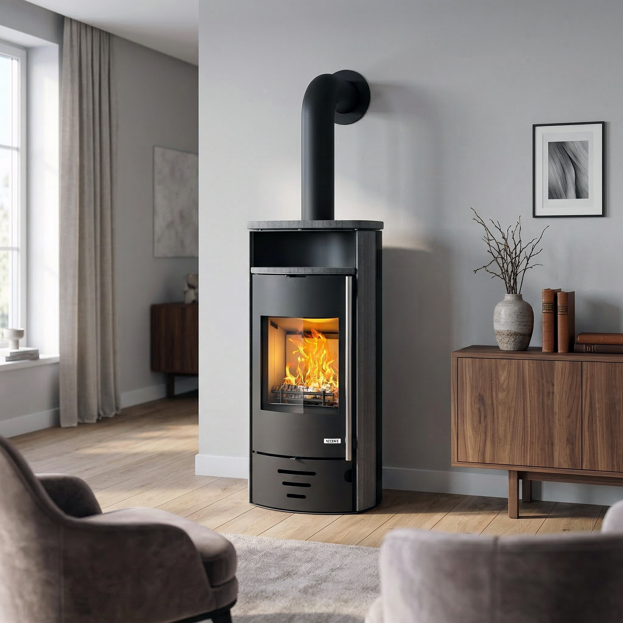 Kaminofen 'Casablanca 4.0 STS' Stahl/Sandstein grau 7 kW