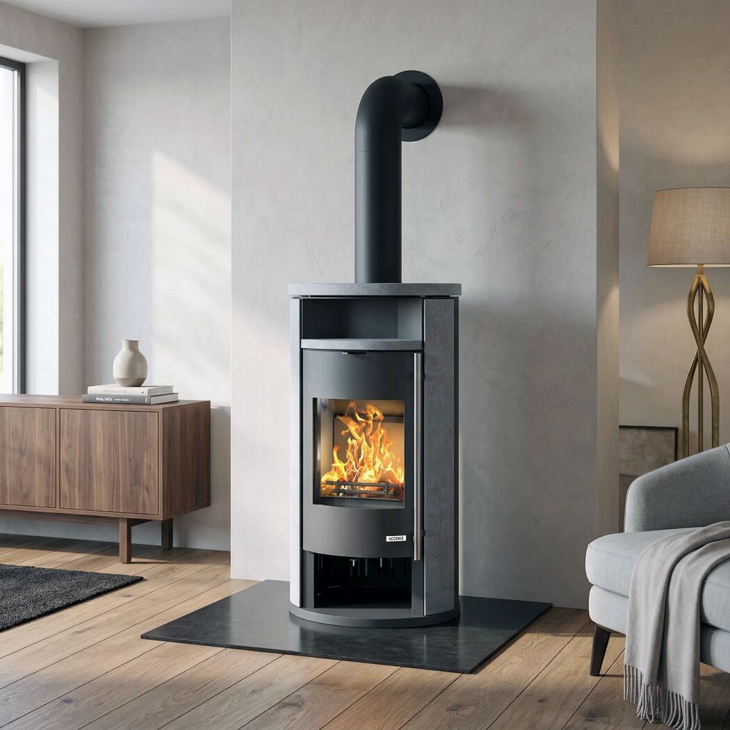 Kaminofen 'Verona 4.0 GTS' Stahl/Naturstein grau 7 kW