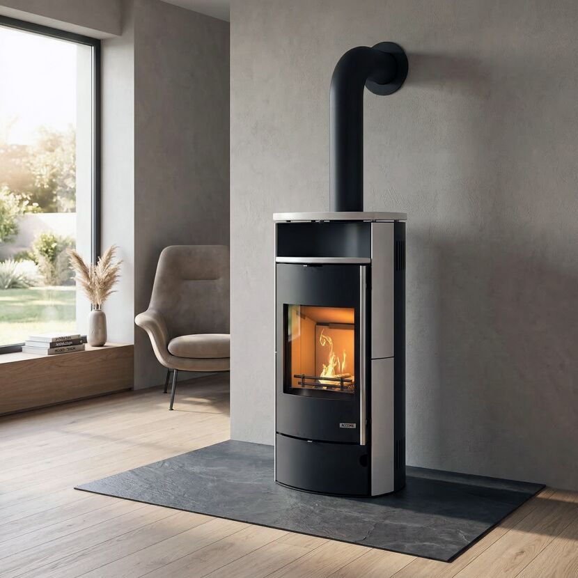 Kaminofen 'Casablanca 4.0 CTS' Stahl/Keramik schwarz/weiß 7 kW