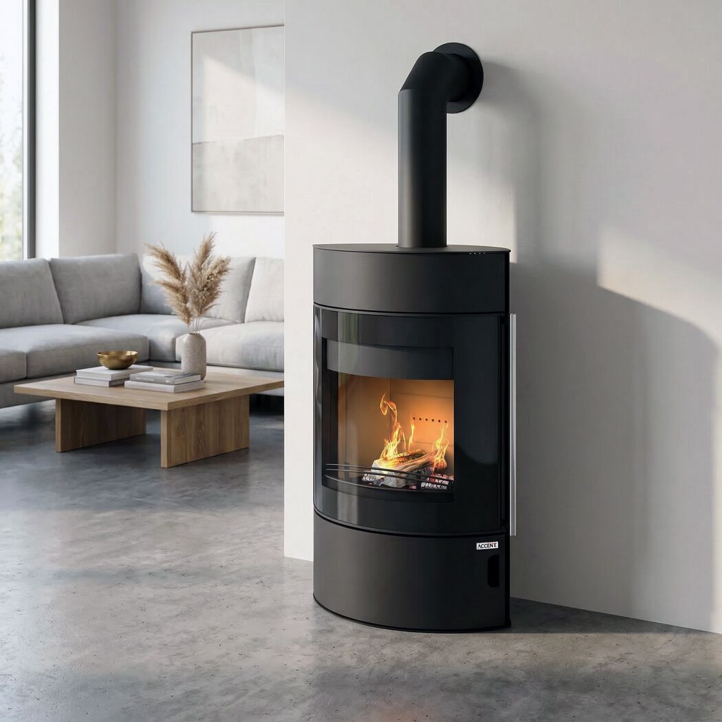Kaminofen 'Elbe' Stahl schwarz/weiß 8 kW