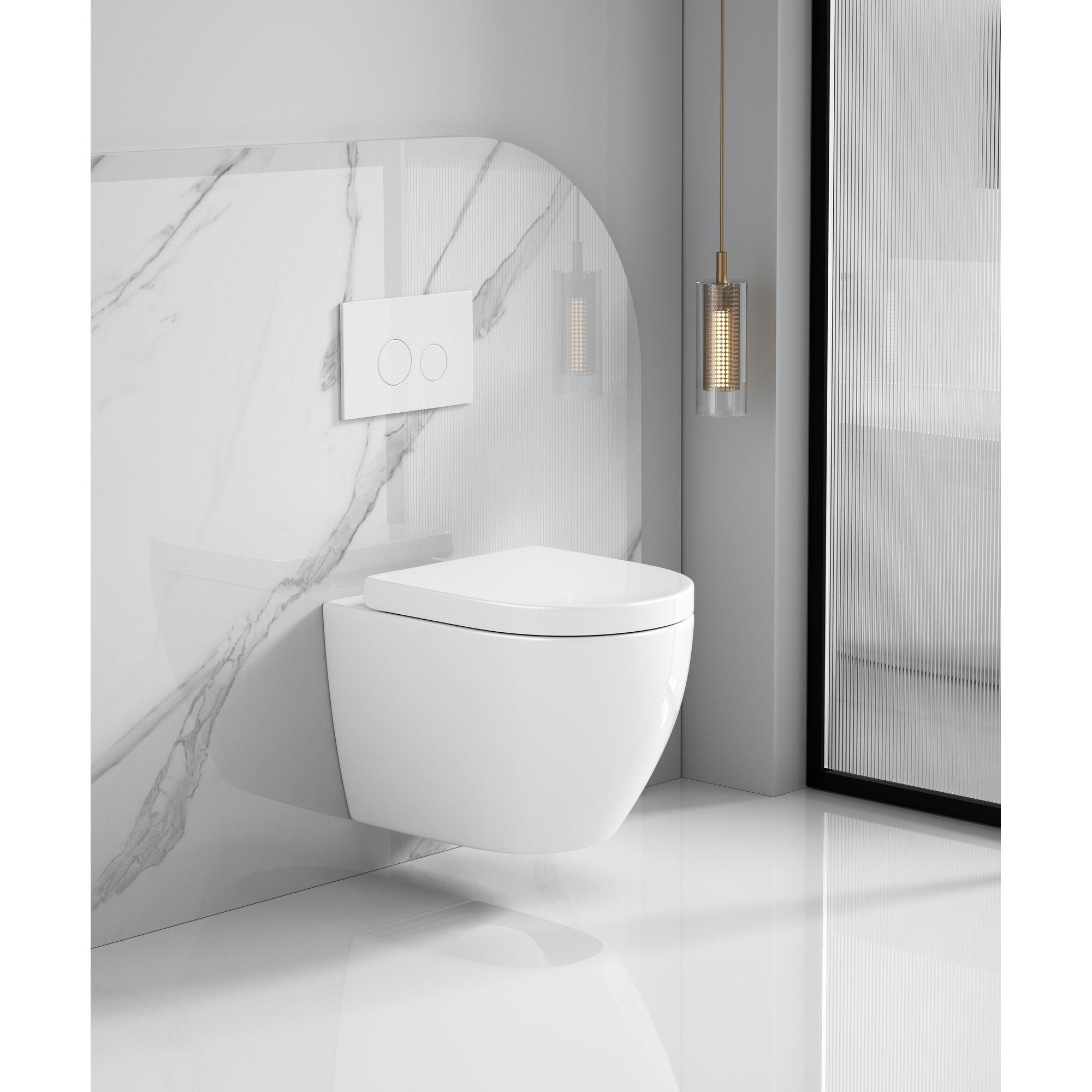 Wand-WC-Set 'Adonis 2.0' spülrandlos inklusive WC-Sitz weiß