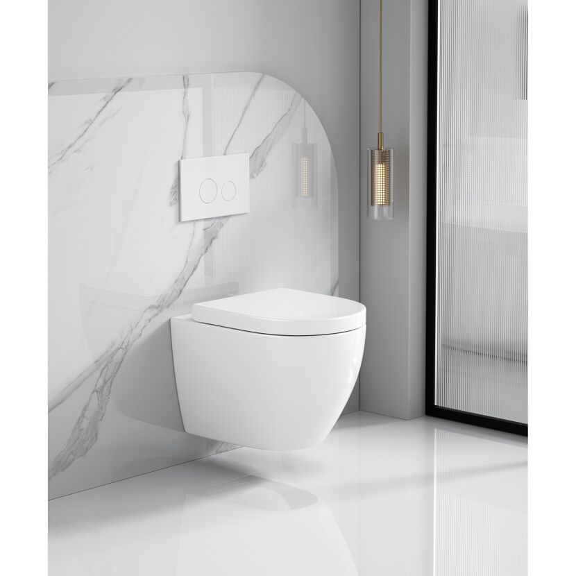 Wand-WC-Set 'Adonis 2.0' spülrandlos inklusive WC-Sitz weiß