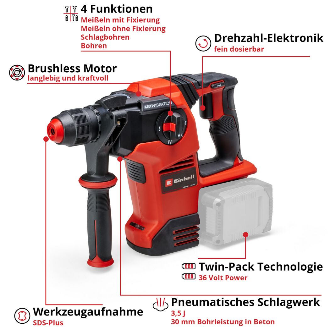 Akku-Bohrhammer 'TP-HD 36/30 Li BL +4 - Solo' ohne Akku und Ladegerät