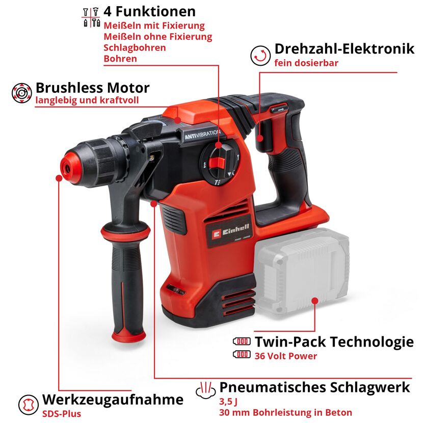 Akku-Bohrhammer 'TP-HD 36/30 Li BL +4 - Solo' ohne Akku und Ladegerät
