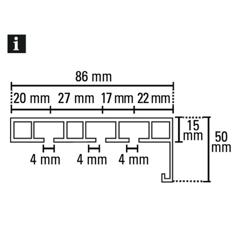 Vorhangschiene 'P2Ü' 3-läufig weiß 250 cm