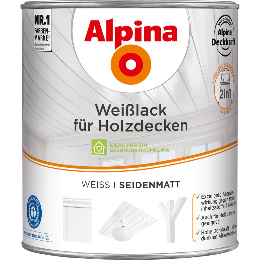 Weißlack für Holzdecken seidenmatt 750 ml