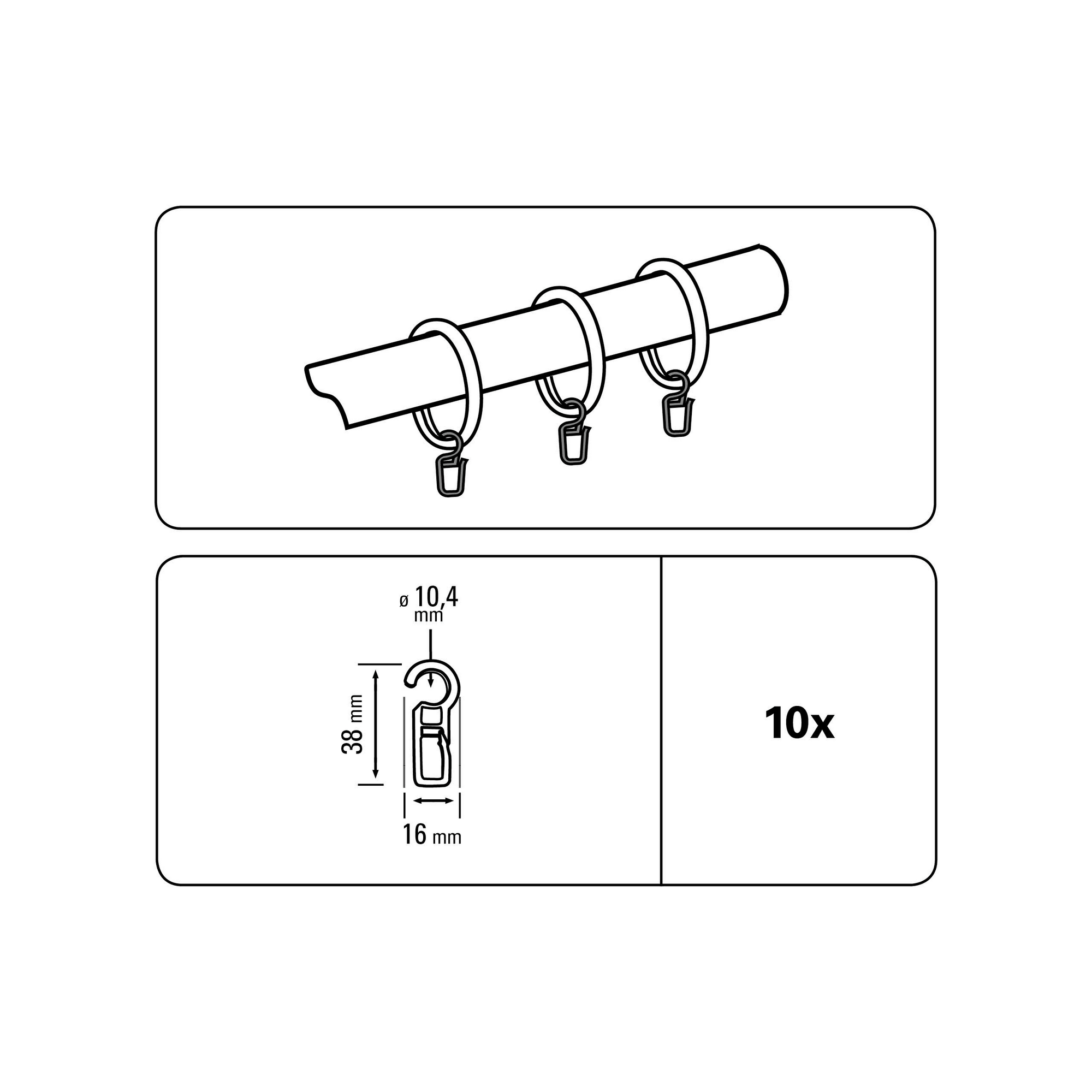Faltenlegehaken braun 10 Stück