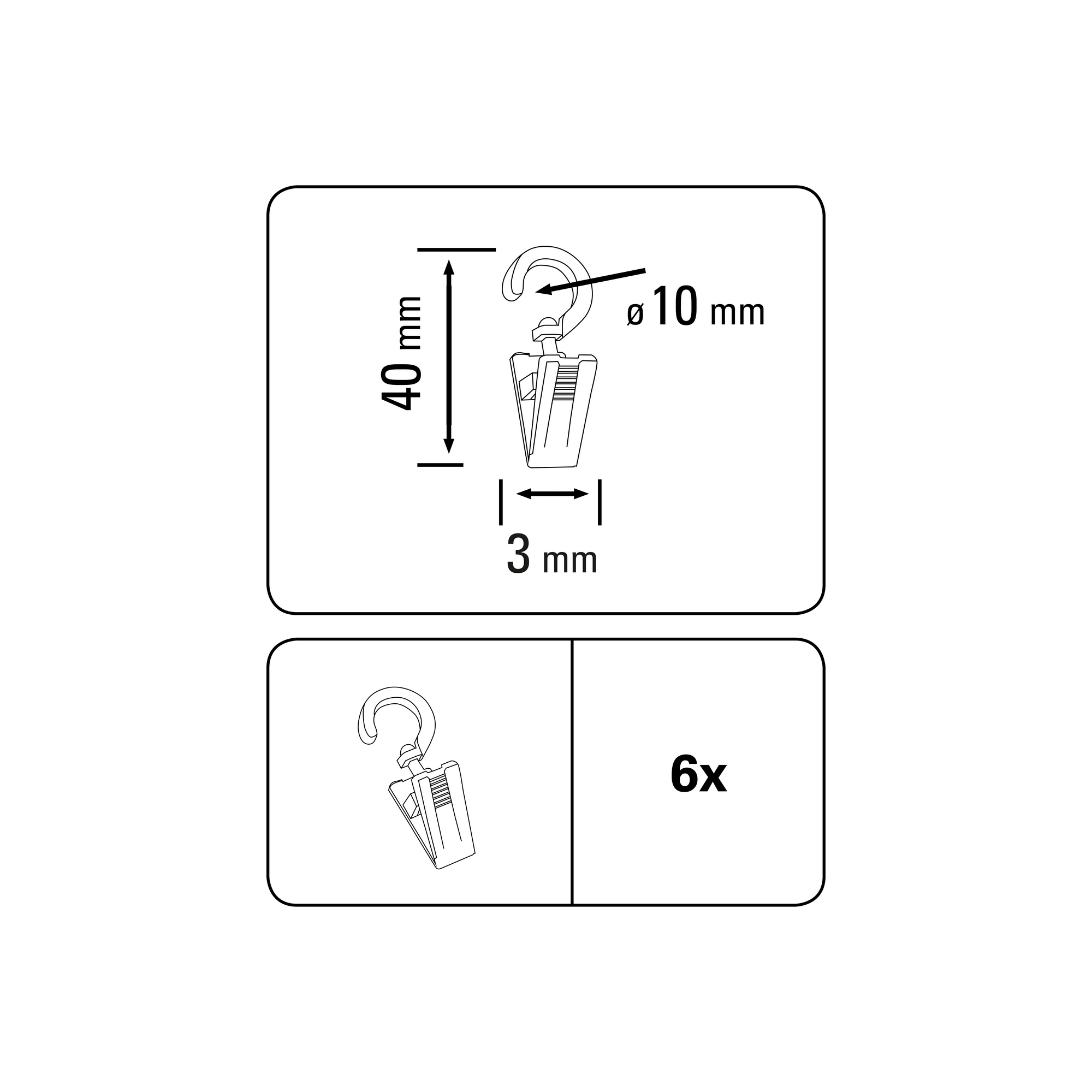 Gardinenhaken mit Klammer transparent 20 Stück