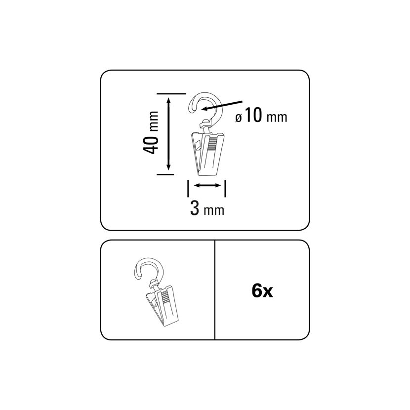 Gardinenhaken mit Klammer transparent 20 Stück