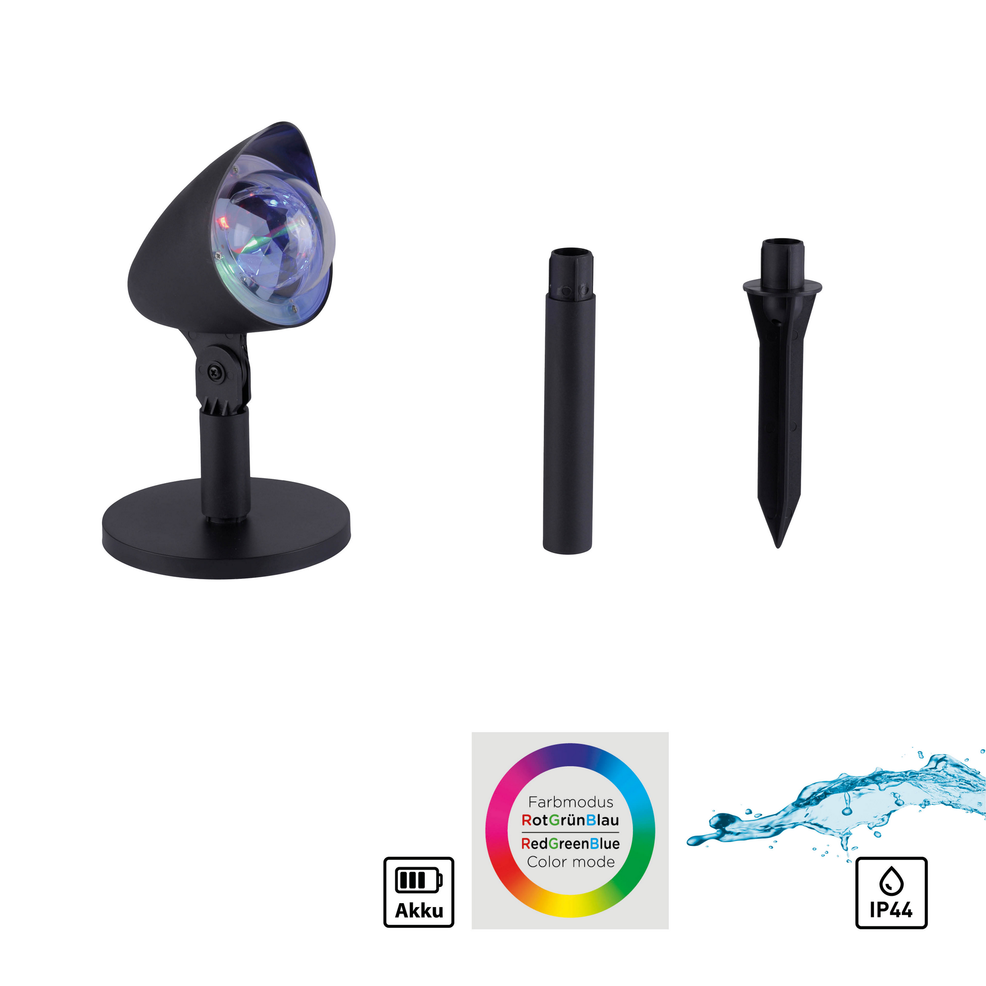 Akku-LED-Tischleuchte 'Disco' Ø 9 x 45,5 cm