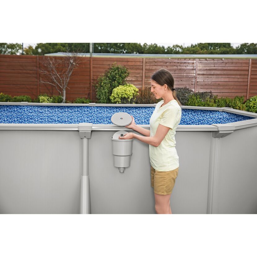Stahlwandpool Komplett-Set 'Hydrium™' mit Sandfilteranlage oval granitgrau 500 x 366 x 122 cm