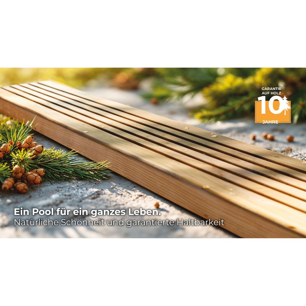 Massivholzpool-Set 'Papaya' rechteckig 520 × 320 × 133 cm