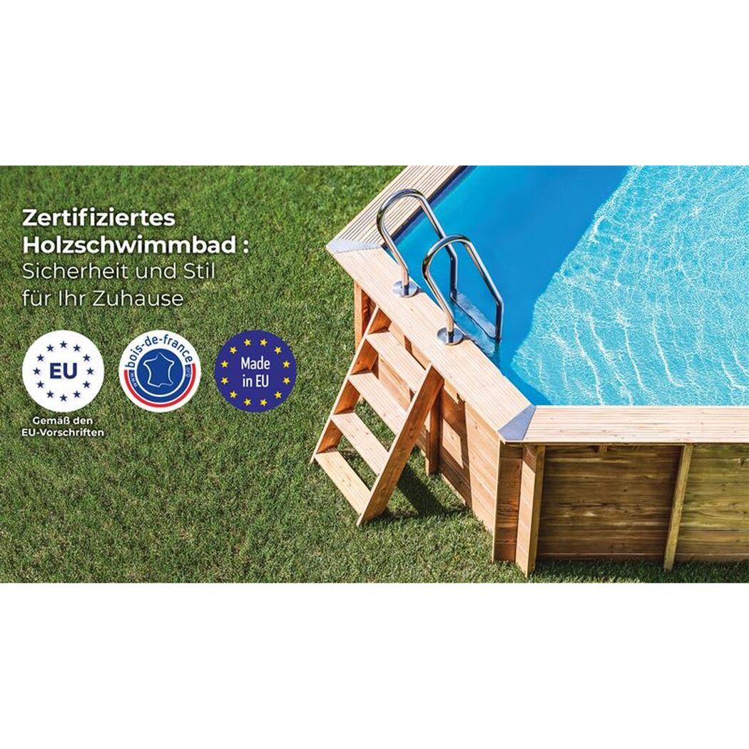 Massivholzpool-Set 'Papaya' rechteckig 520 × 320 × 133 cm