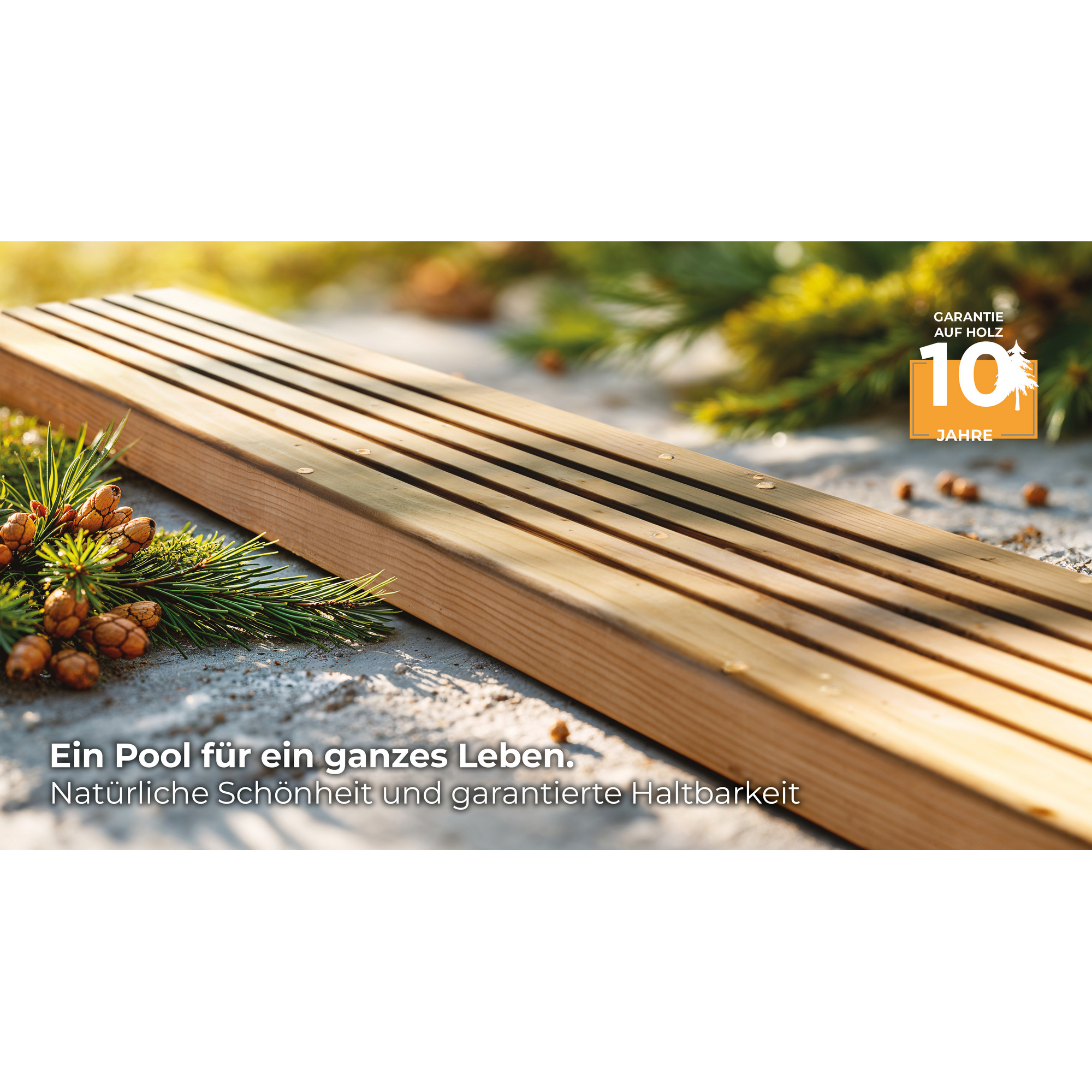 Massivholzpool-Set 'Bambu 2' oval 535 × 335 × 136 cm