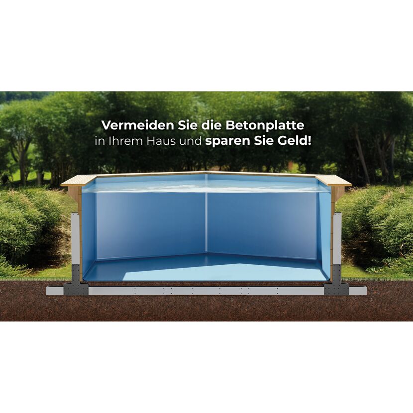 Massivholzpool-Set 'Bambu 2' oval 535 × 335 × 136 cm