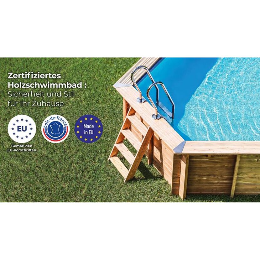 Massivholzpool-Set 'Bambu 2' oval 535 × 335 × 136 cm