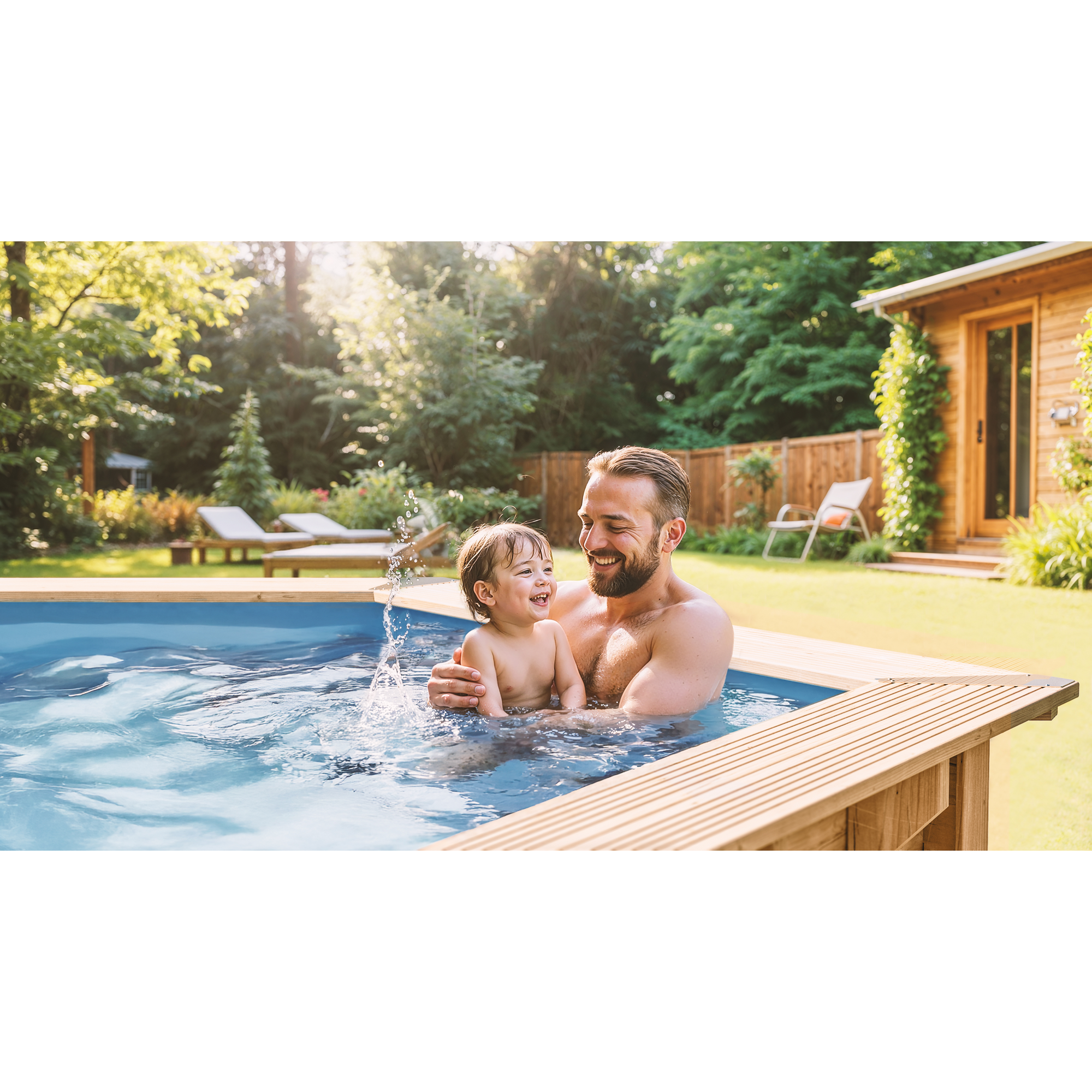 Massivholzpool-Set 'Bambu 2' oval 535 × 335 × 136 cm