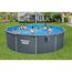Stahlwandpool Komplett-Set 'Hydrium™' mit Sandfilteranlage rund Holz-Optik grau Ø 488 x 132 cm