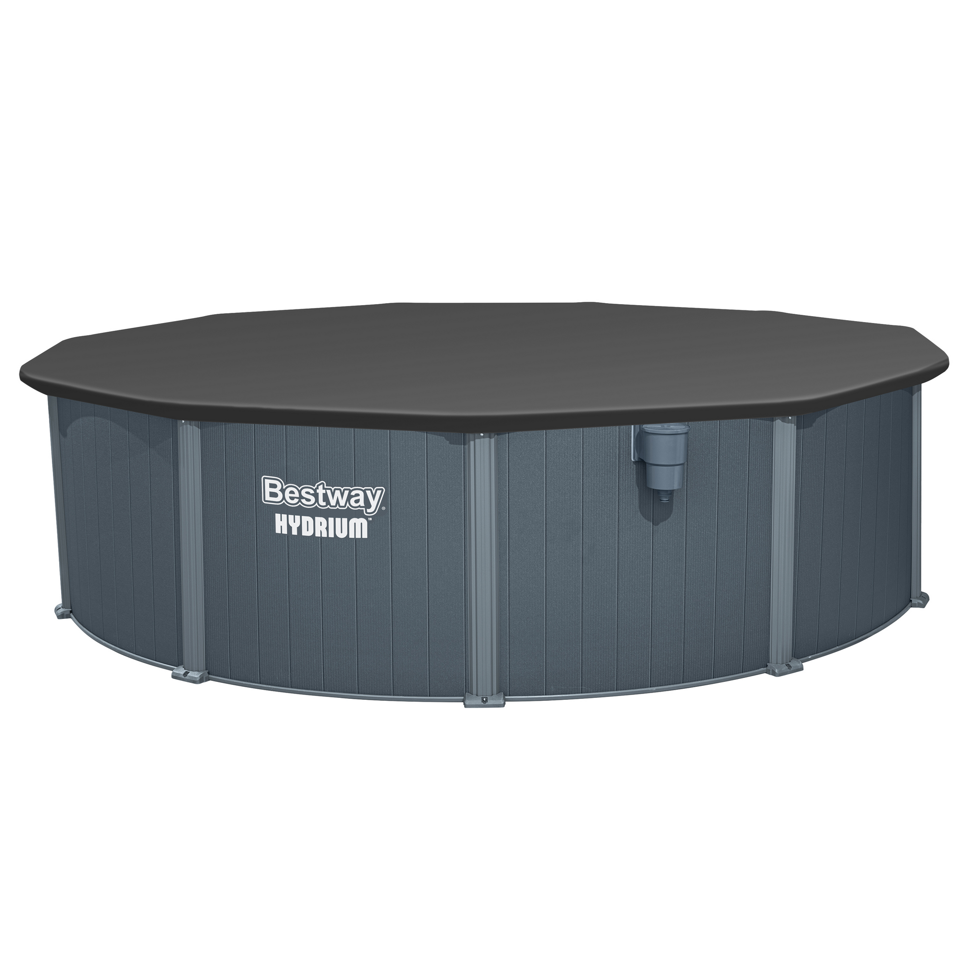 Stahlwandpool Komplett-Set 'Hydrium™' mit Sandfilteranlage rund Holz-Optik grau Ø 488 x 132 cm
