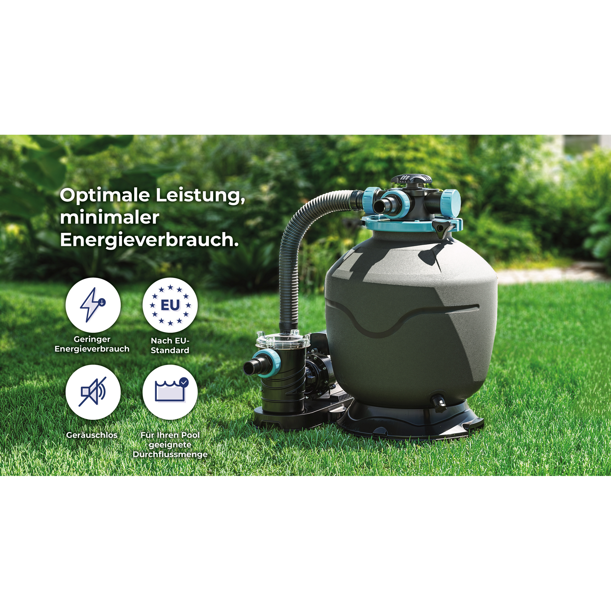 Composite Pool-Set 'Avantgarde Nova' rechteckig grau 455 × 315 × 126 cm, Smart Plug Modul