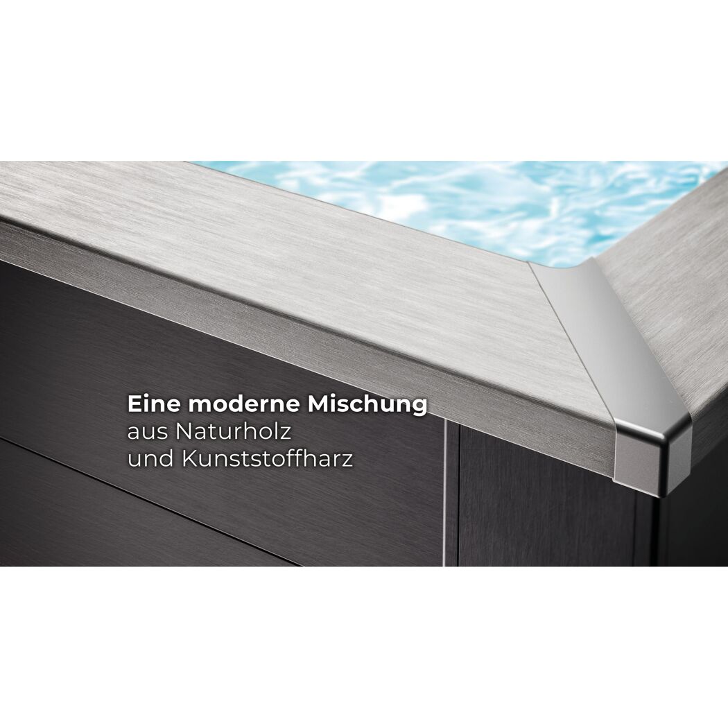 Composite Pool-Set 'Avantgarde Nova' quadratisch grau 315 × 315 × 96 cm, Smart Plug Modul