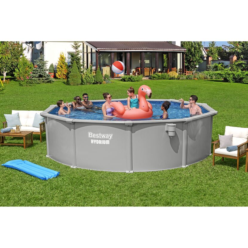 Stahlwandpool Komplett-Set 'Hydrium™' mit Sandfilteranlage rund granitgrau Ø 457 x 122 cm