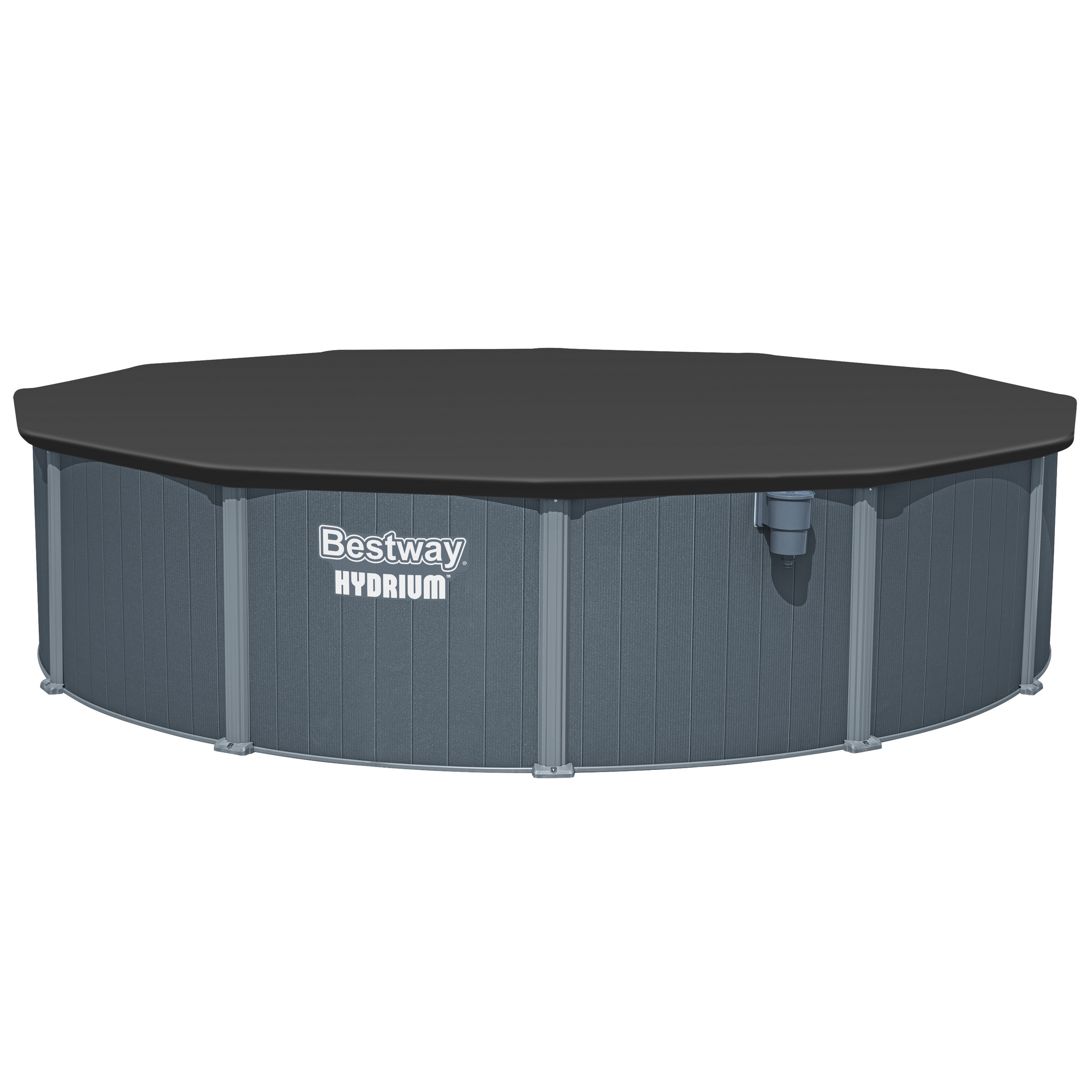 Stahlwandpool Komplett-Set 'Hydrium™' mit Sandfilteranlage rund Holz-Optik grau Ø 549 x 132 cm