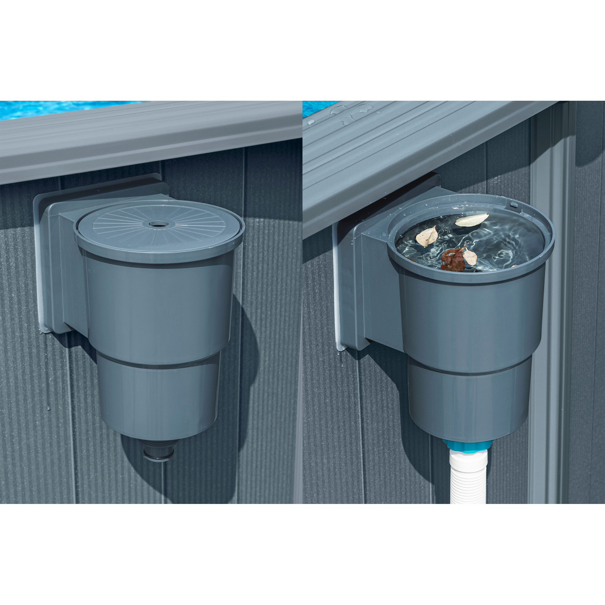 Stahlwandpool Komplett-Set 'Hydrium™' mit Sandfilteranlage rund Holz-Optik grau Ø 732 x 132 cm