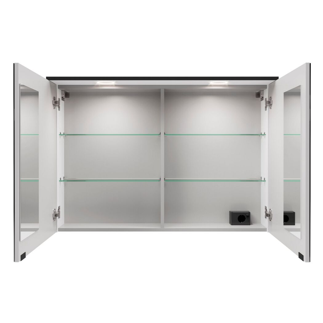 LED-Spiegelschrank 'Flair' weiß/schwarz 100 x 69,6 x 26,5 cm