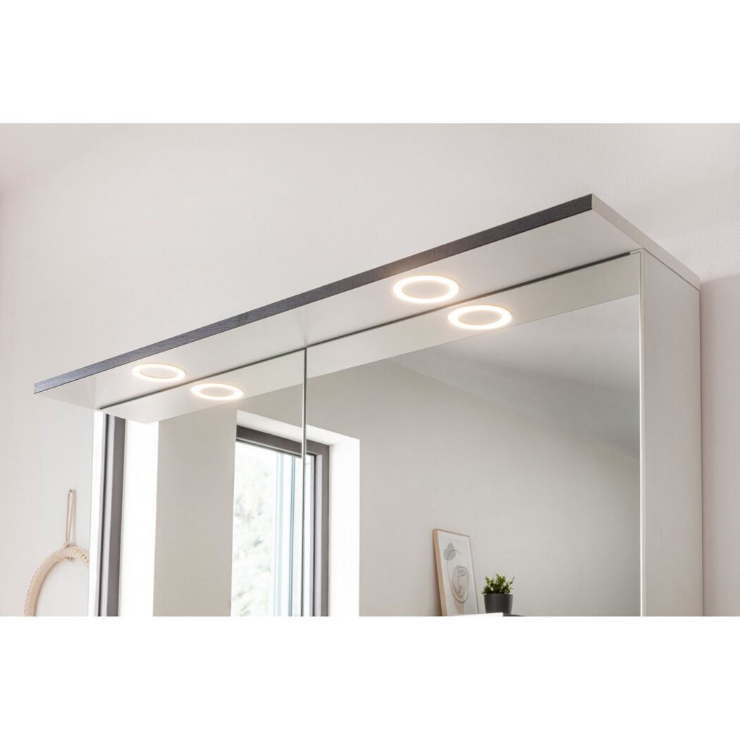 LED-Spiegelschrank 'Flair' weiß/schwarz 100 x 69,6 x 26,5 cm