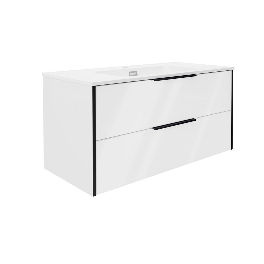Waschbecken mit Unterschrank 'Flair' weiß/schwarz 101 x 49,3 x 46,5 cm