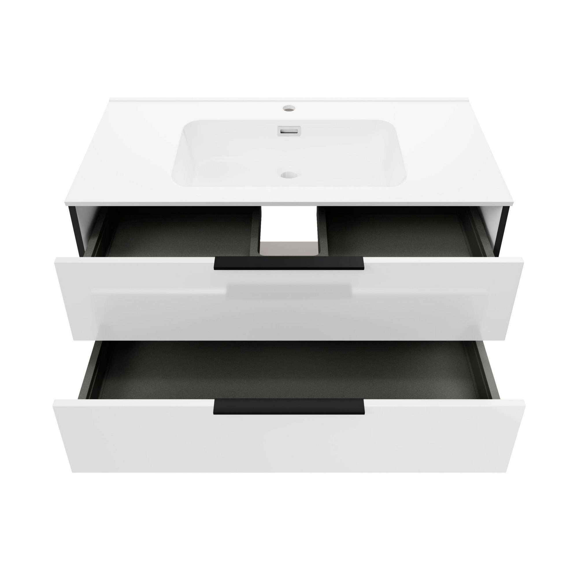 Waschbecken mit Unterschrank 'Flair' weiß/schwarz 101 x 49,3 x 46,5 cm