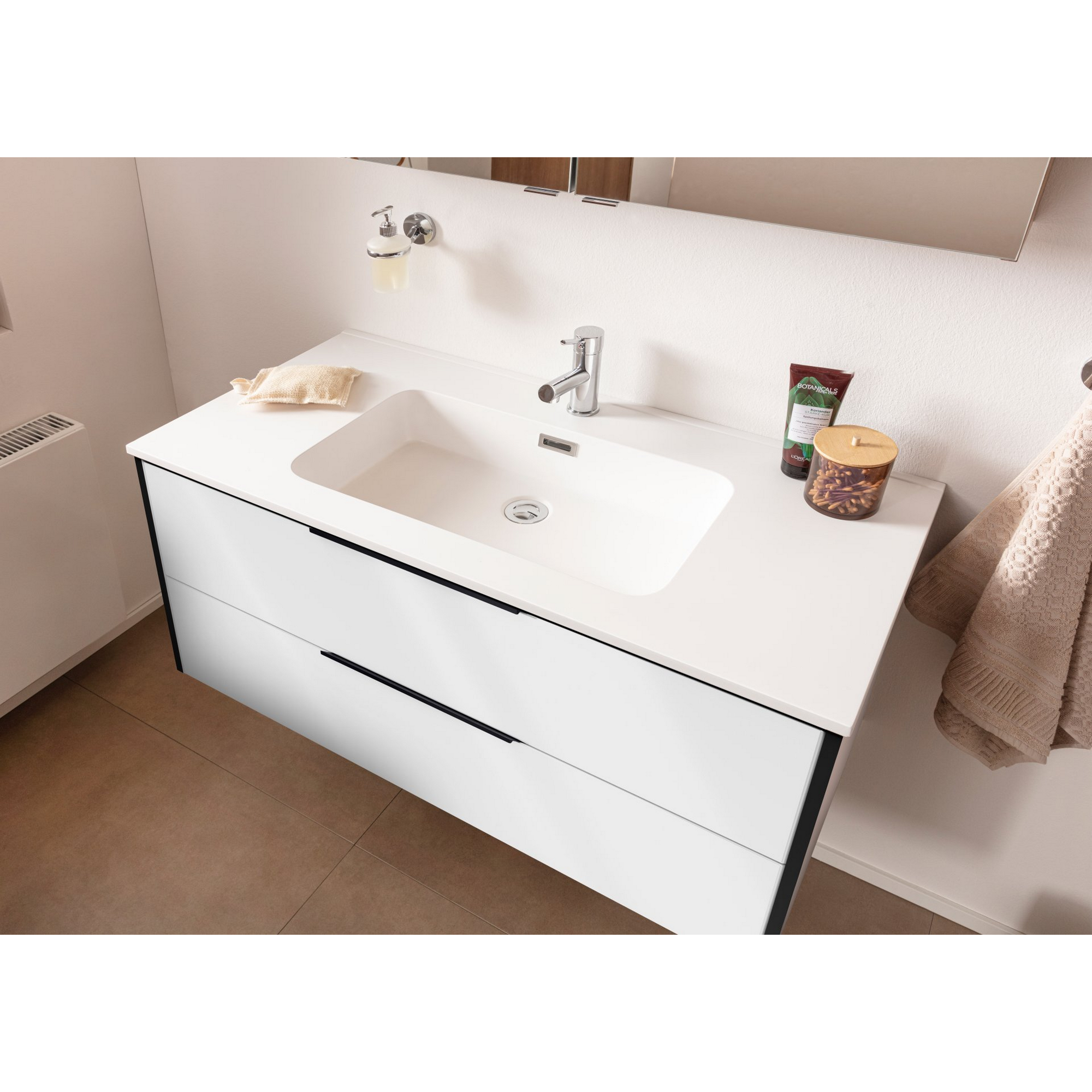 Waschbecken mit Unterschrank 'Flair' weiß/schwarz 101 x 49,3 x 46,5 cm