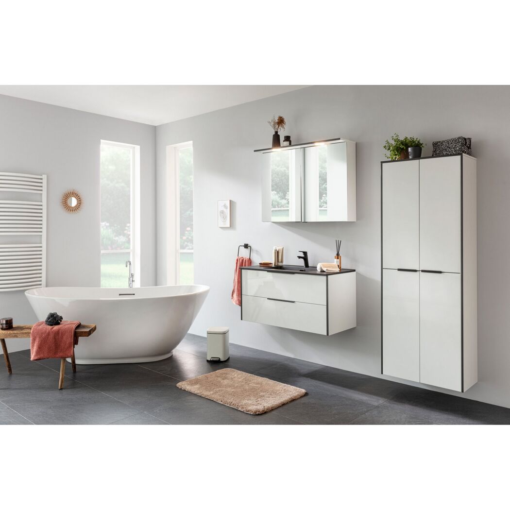 Waschbecken mit Unterschrank 'Flair' weiß/schwarz 101 x 49,3 x 46,5 cm